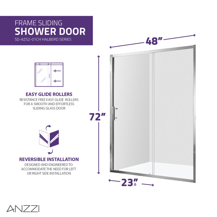 Halberd 48" x 72" Polished Chrome Framed Shower Door