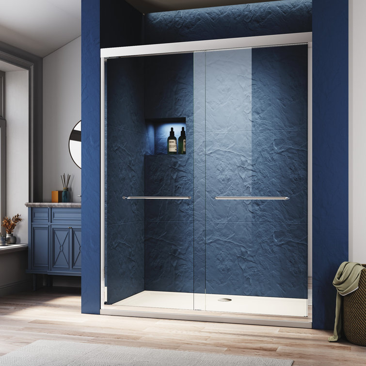 Chrome Frameless Double Sliding Shower Door with Clear Tempered Glass