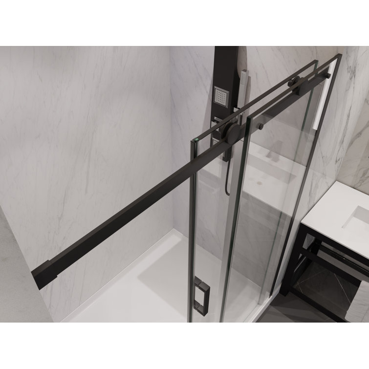 Rhodes 48" x 76" Frameless Sliding Shower Door in Matte Black