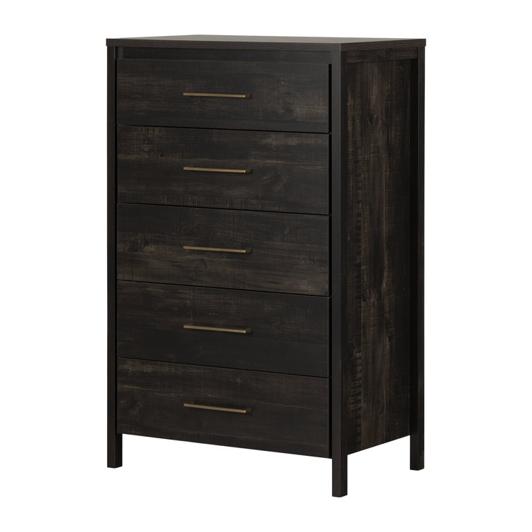 Rubbed Black Vertical Double 5-Drawer Slim Dresser