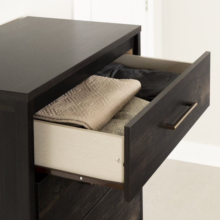 Rubbed Black Vertical Double 5-Drawer Slim Dresser