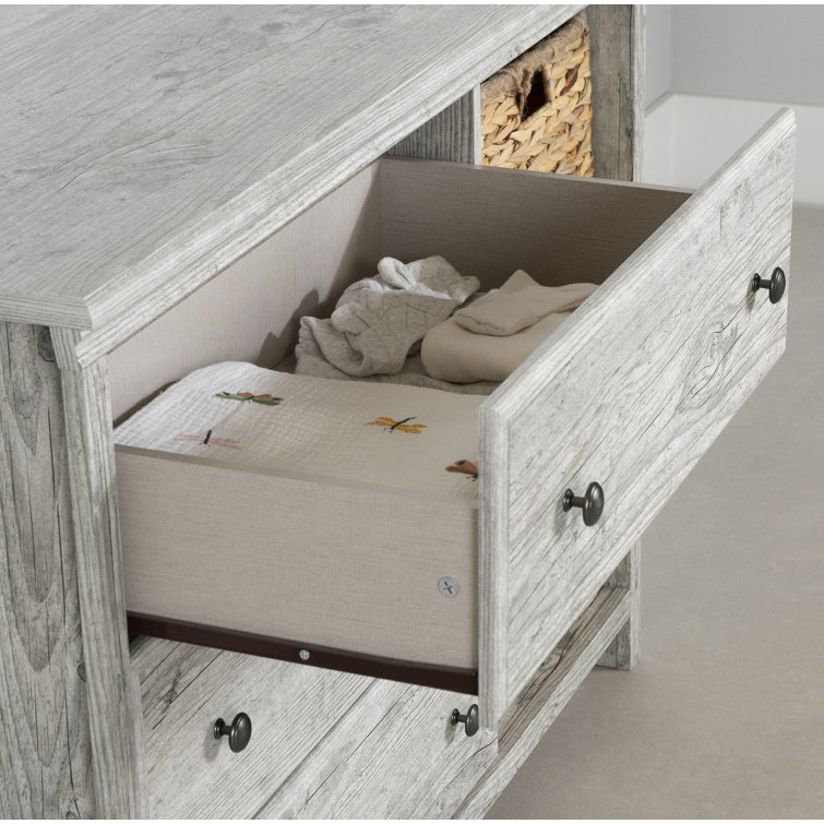 Seaside Pine Cottage-Style 3-Drawer Dresser with Baskets