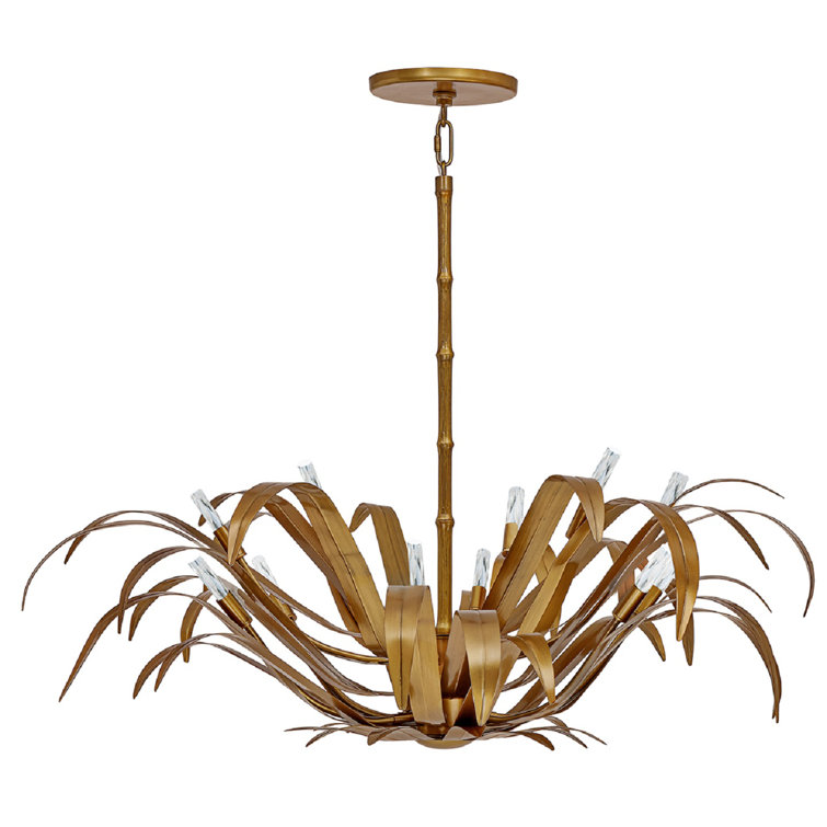 Kagra 12-Light Brass Organic Chandelier with Iron Shade