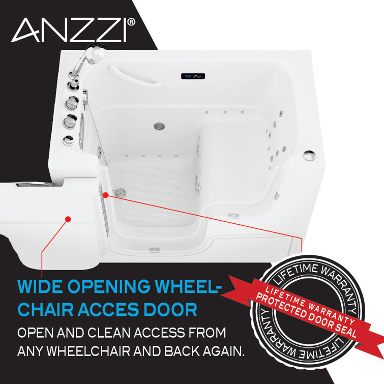 52.25'' White Acrylic Walk-In Bathtub with Jets