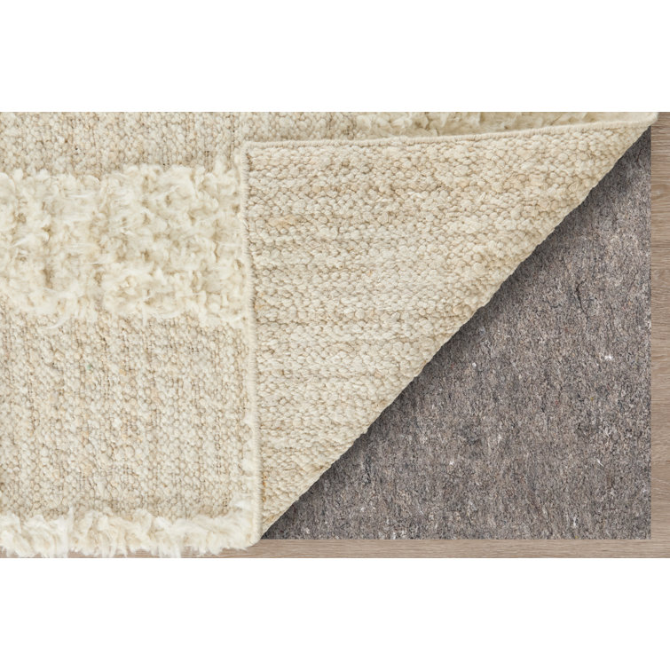 Ivory Geometric Handwoven Wool Rectangular Area Rug 2' x 3'