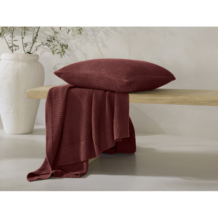 Avalon Organic Cotton Knit Almond Throw Pillow Cover 20" x 20"