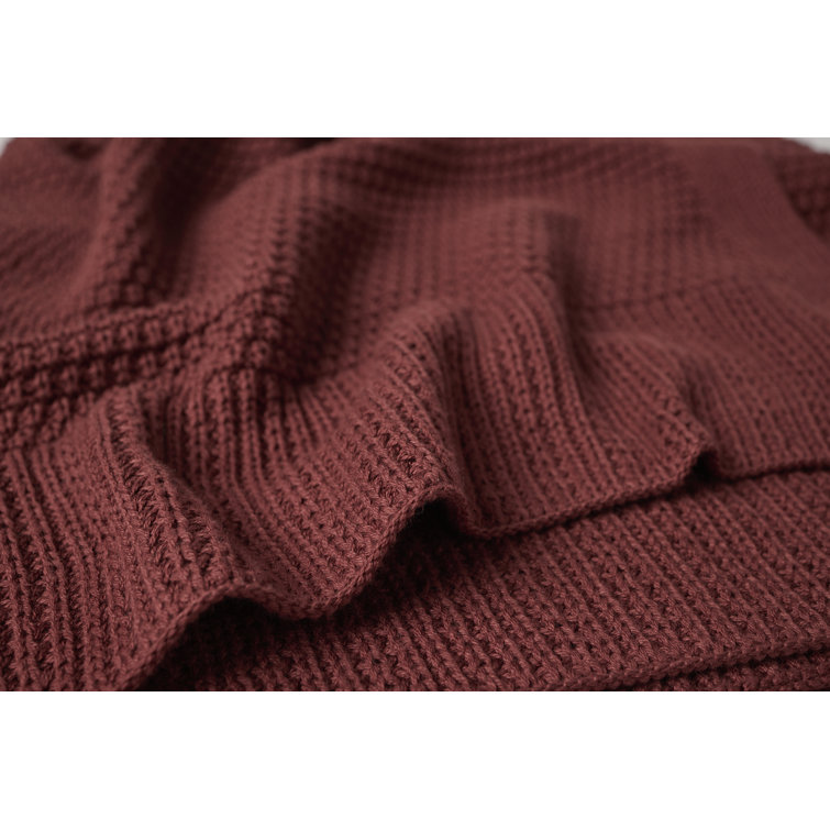 Claret Organic Cotton Knitted Throw Blanket 50" x 70"