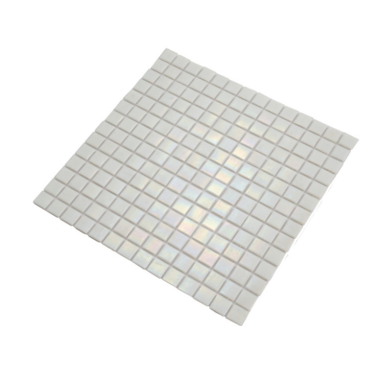 Nacreous 12" x 12" Iridescent White Glass Mosaic Tile