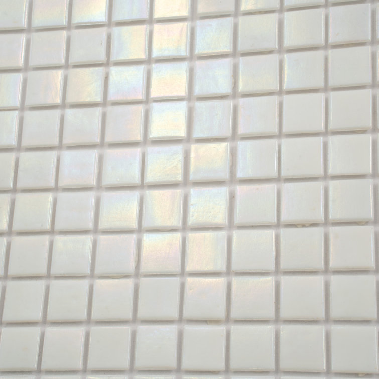 Nacreous 12" x 12" Iridescent White Glass Mosaic Tile