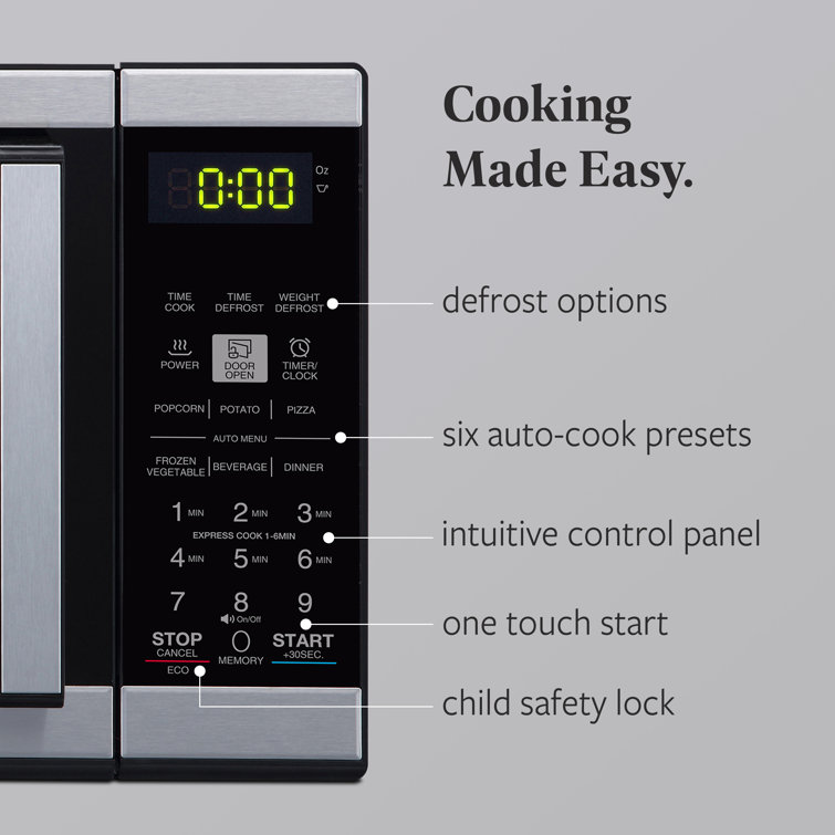 Black Stainless Steel Small Countertop Microwave Oven