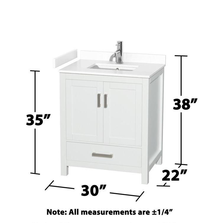 Sheffield 30" White Bathroom Vanity Set with Cultured Marble Top and Mirror