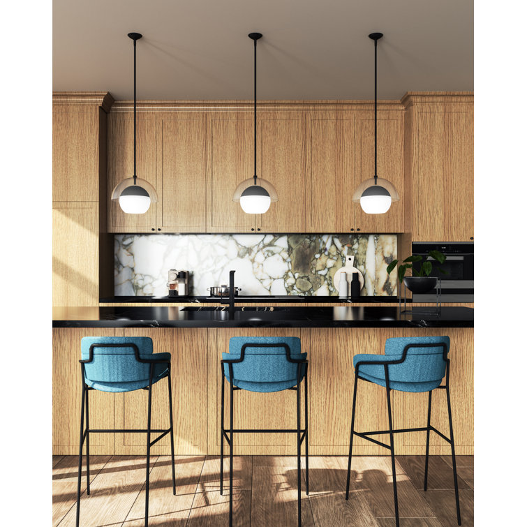 Matte Black and Opal Glass Single Pendant Light