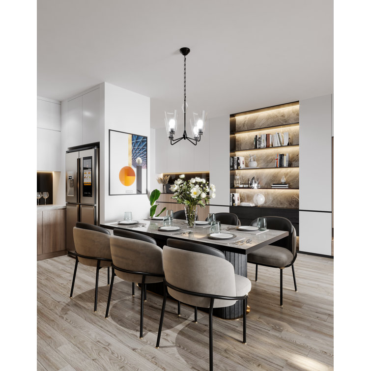 Salem Matte Black 4-Light Chandelier with Clear Crystal Details