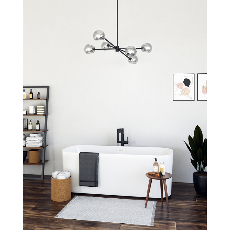 Matte Black and Smoke Glass Sputnik Chandelier