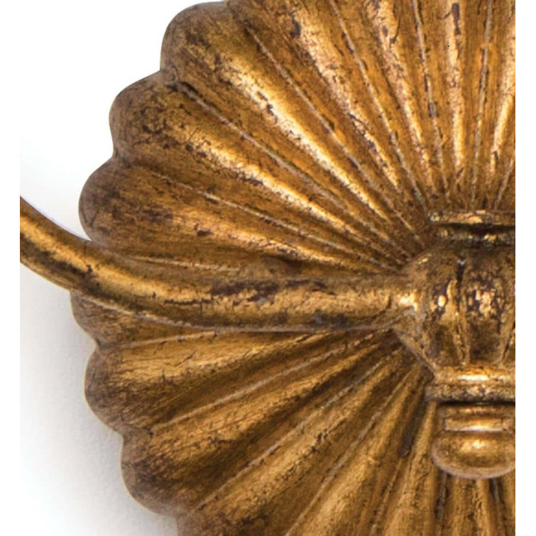 Regina Antique Gold Leaf Linen Shade Dimmable Wall Sconce