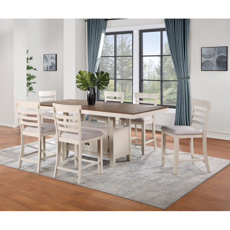 Hyland Light Brown Extendable Counter-Height Dining Set with 6 Chairs