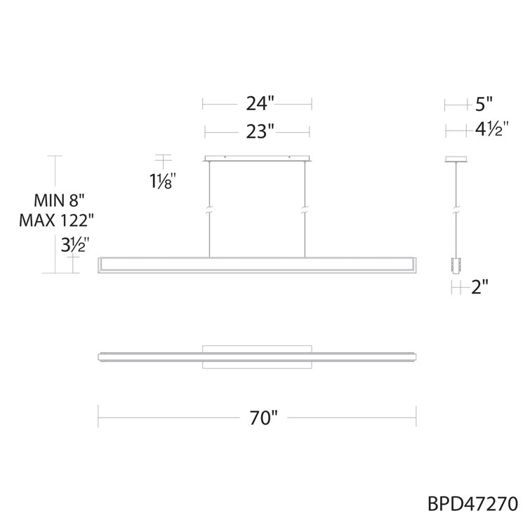 Mystique 70" Black Crystal LED Linear Pendant