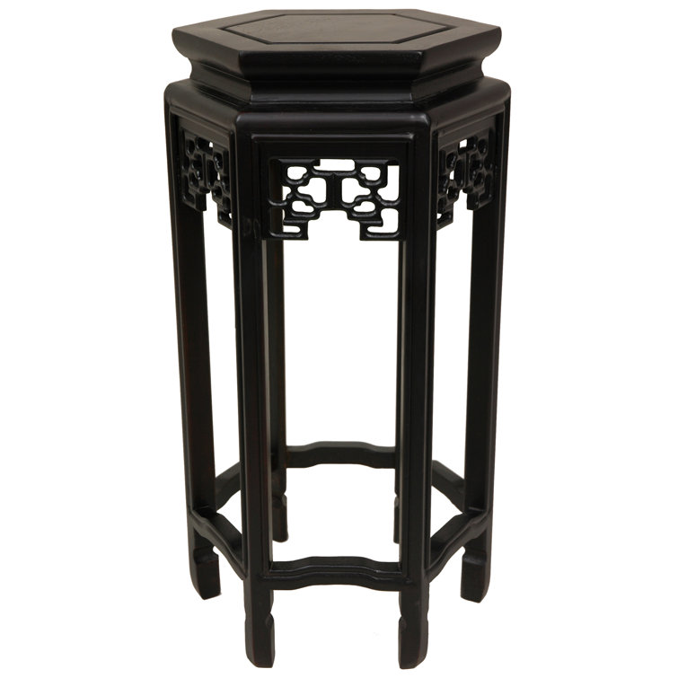 Black Hexagonal Rosewood Classic Plant Stand