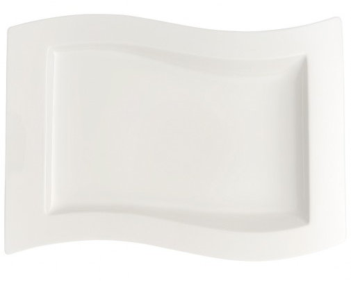 White Porcelain Wave Design Gourmet Plate