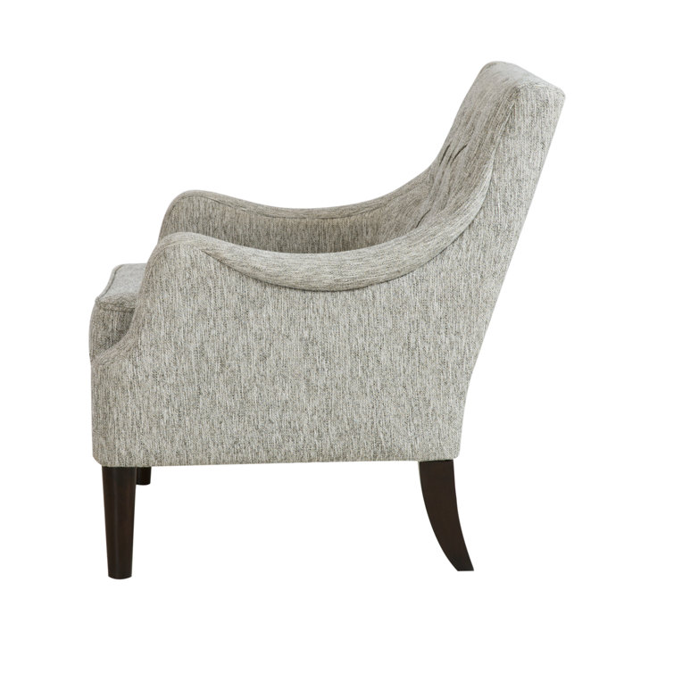 Elegant Gray Handcrafted Wood Accent Chair with Button Tufted Back