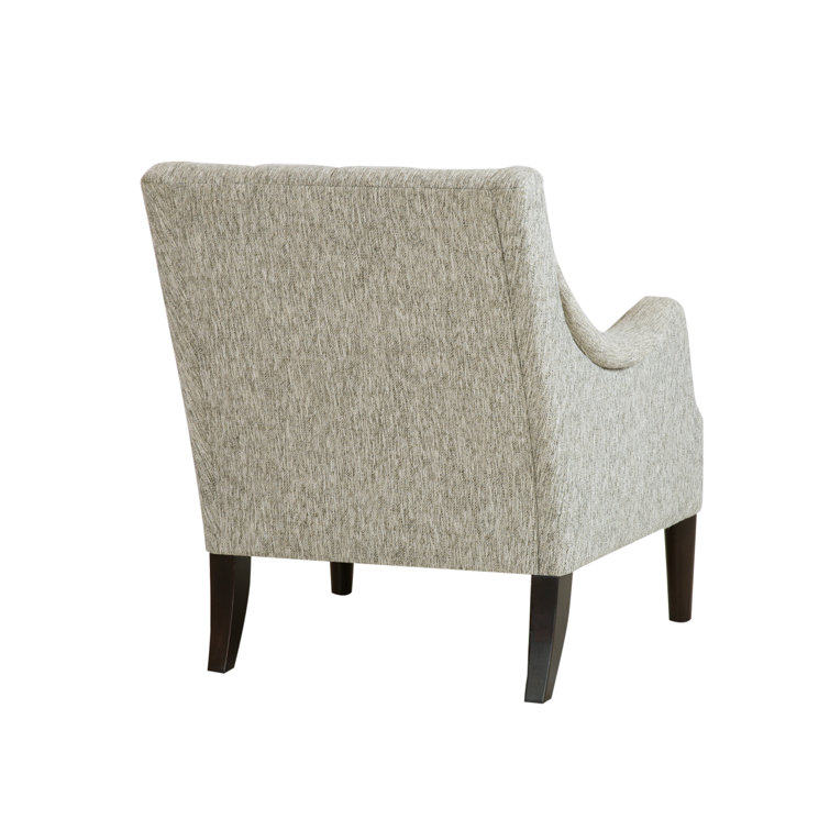 Elegant Gray Handcrafted Wood Accent Chair with Button Tufted Back