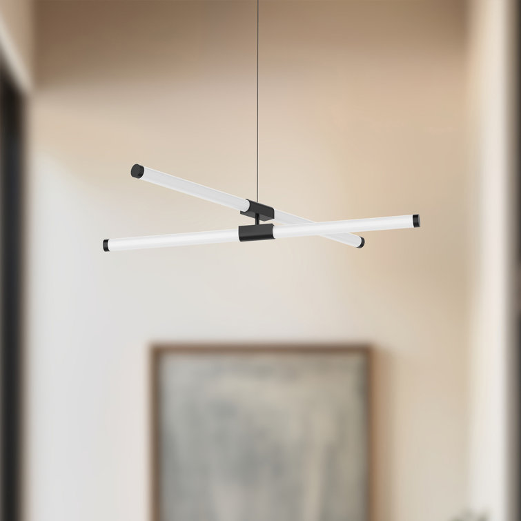 Akari Black LED Linear Chandelier with Metallic Finish