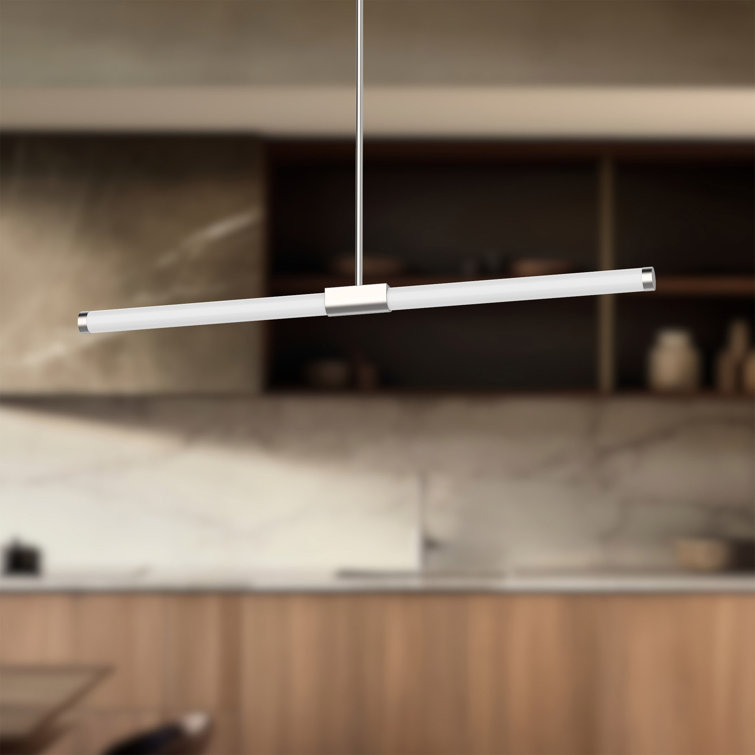 Akari Minimalist Brushed Nickel LED Island Pendant