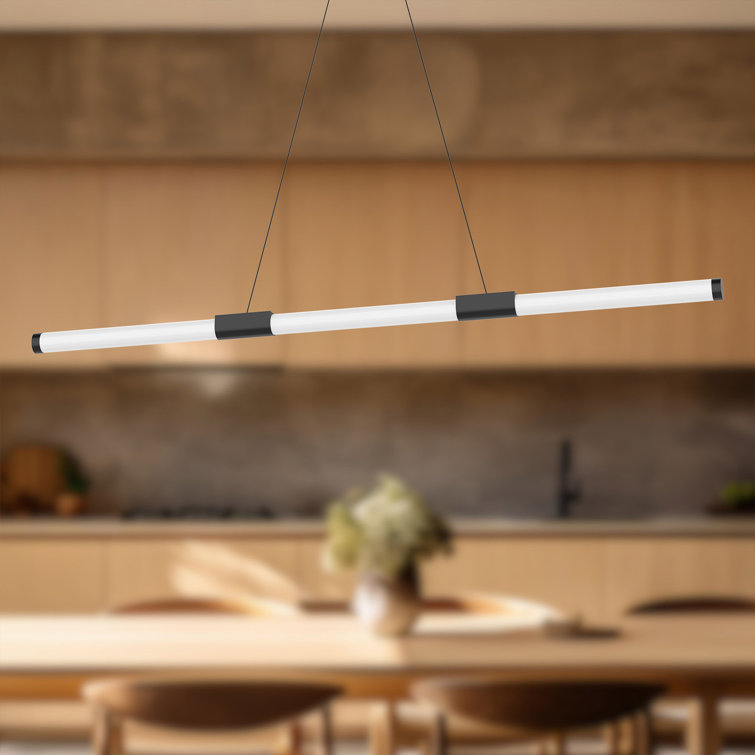 Akari Sleek Minimalist 49.5" LED Kitchen Island Pendant in Brushed Nickel