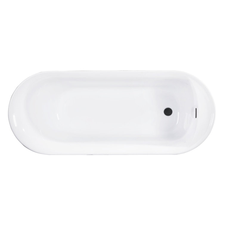 Glossy White and Matte Black Acrylic Freestanding Oval Bathtub