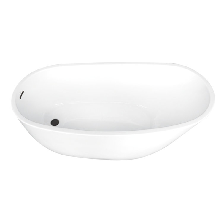 White Acrylic Oval Freestanding Slipper Bathtub