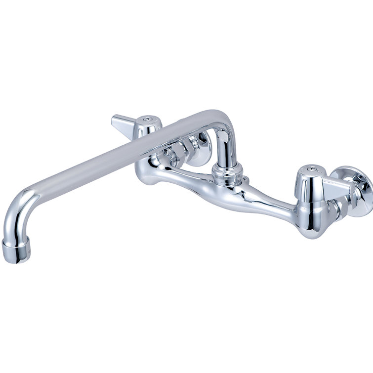 Farmhouse Polished Chrome Double Handle Wallmount Kitchen Faucet