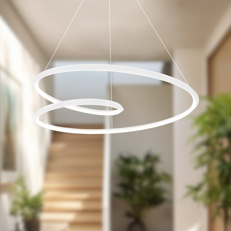 Contemporary Black Aluminum LED Pendant Light for Indoor/Outdoor
