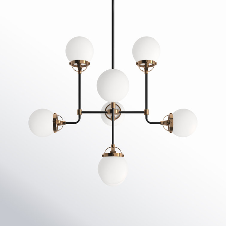 Satin Brass Midnight Elegance 8-Light Chandelier with Etched Glass