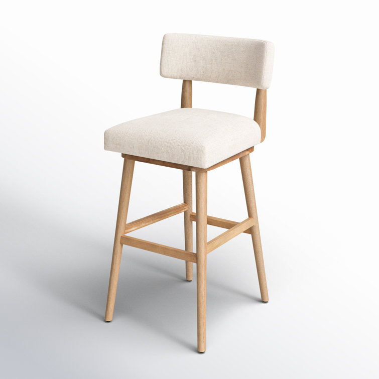 Natural Wood Swivel Counter Stool with Upholstered Seat