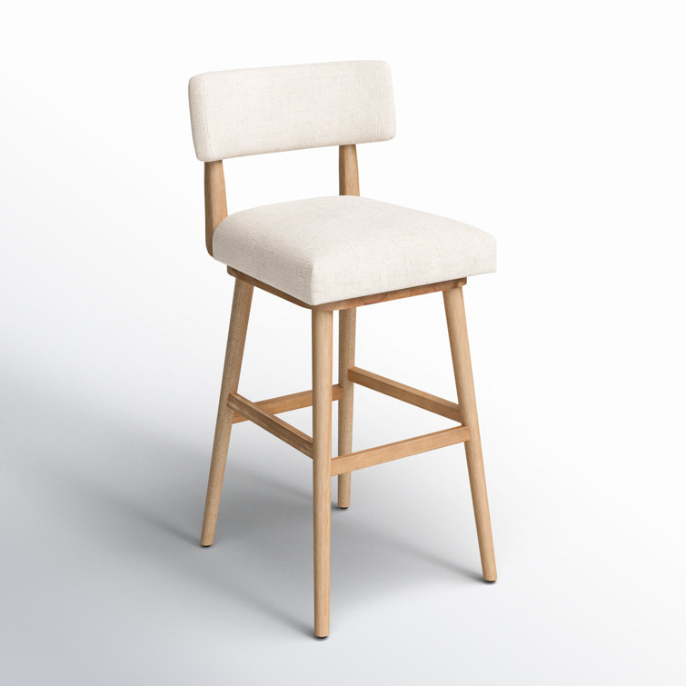 Natural Wood Swivel Counter Stool with Upholstered Seat