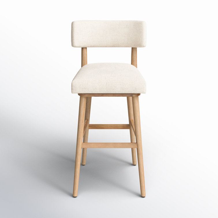 Natural Wood Swivel Counter Stool with Upholstered Seat