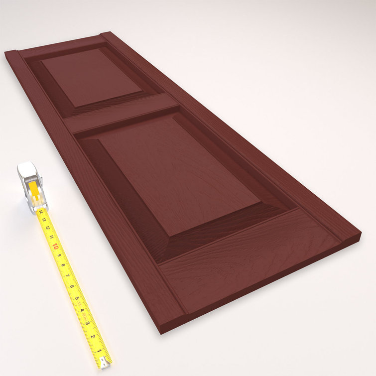 Burgundy Red Vinyl Raised Panel Exterior Shutters, 14.75" x 31"
