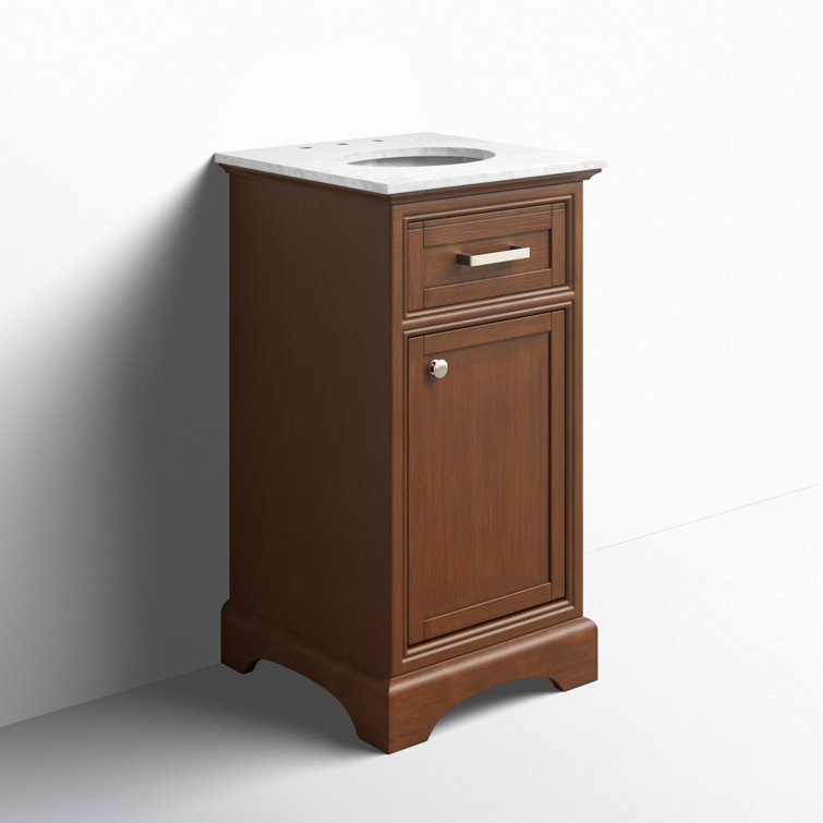 Teak and Marble 19'' Single Bathroom Vanity with Brushed Nickel Hardware