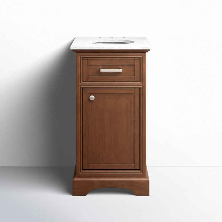 Teak and Marble 19'' Single Bathroom Vanity with Brushed Nickel Hardware