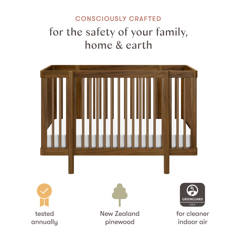 Natural Walnut 8-in-1 Convertible Crib with Rounded Spindles