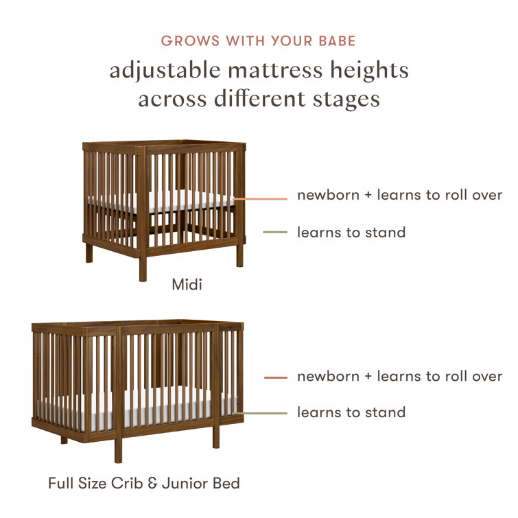 Natural Walnut 8-in-1 Convertible Crib with Rounded Spindles