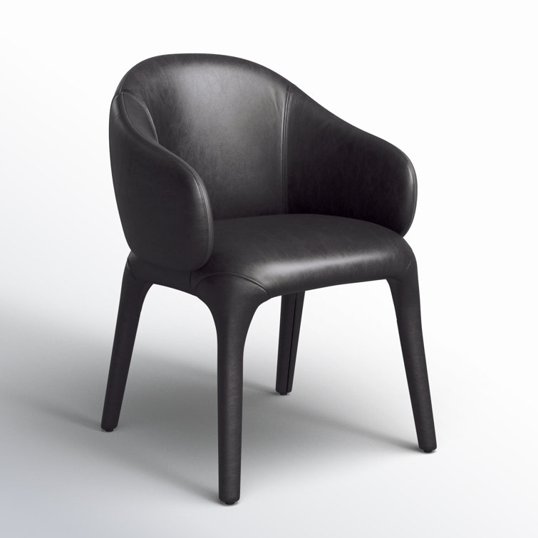 Black Genuine Leather Upholstered Arm Chair with Manufactured Wood Frame