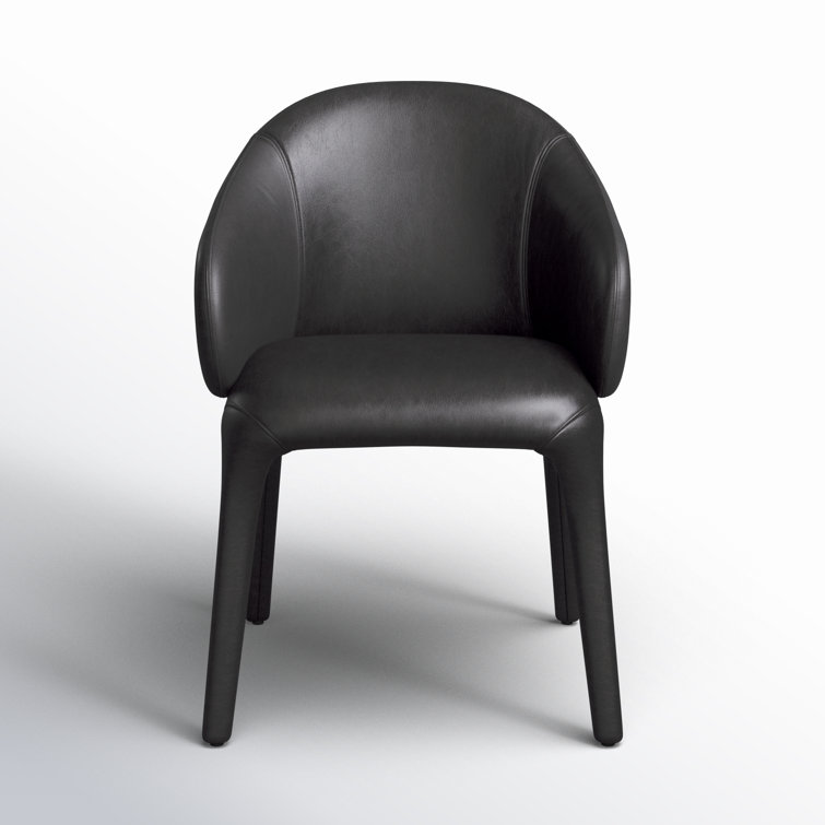 Black Genuine Leather Upholstered Arm Chair with Manufactured Wood Frame