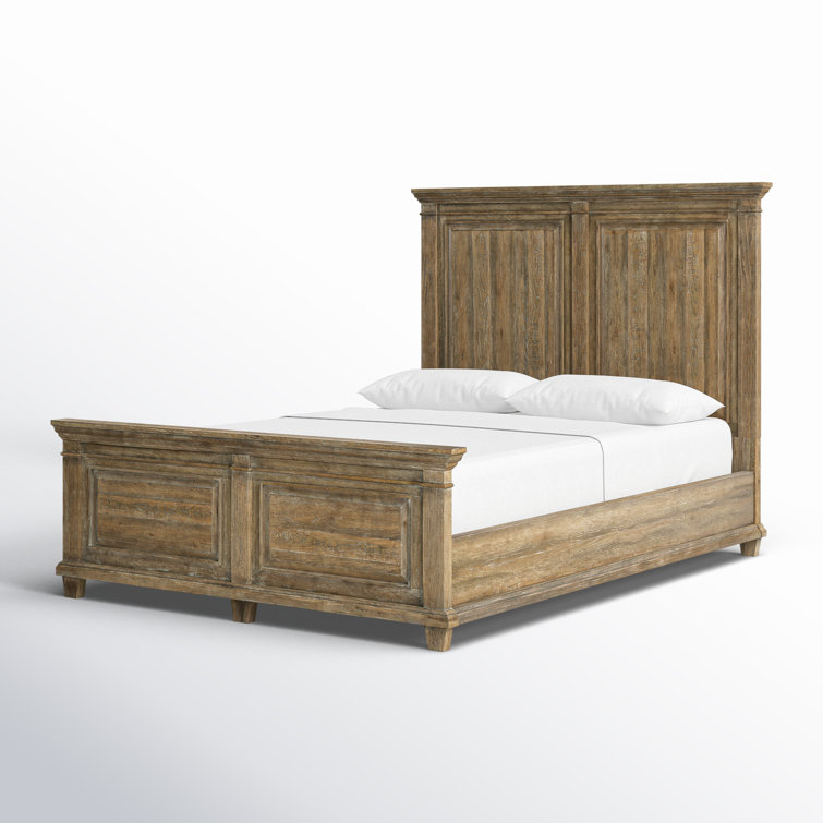 Estate Elegance Queen Panel Bed with Brush-Painted Wood Headboard