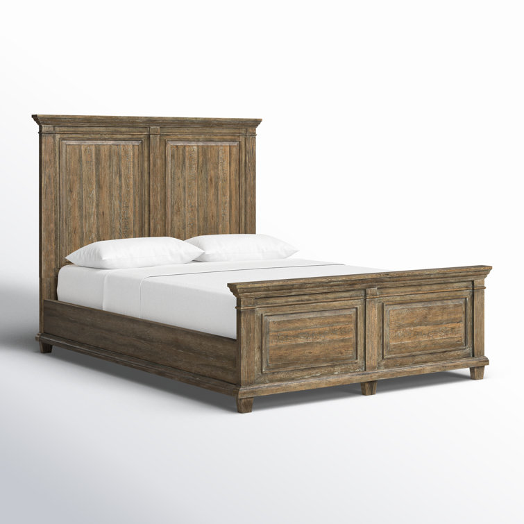 Estate Elegance Queen Panel Bed with Brush-Painted Wood Headboard