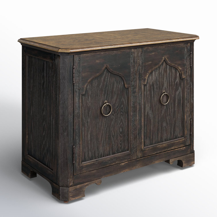 Rustic Black and Brown Oak Veneer Nightstand with 2 Drawers