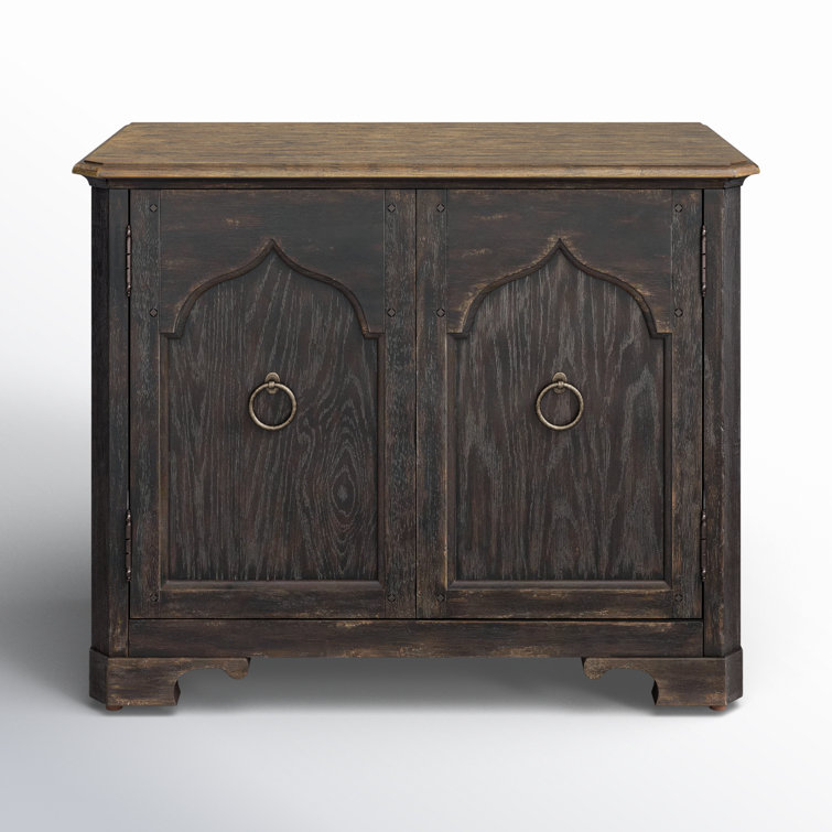 Rustic Black and Brown Oak Veneer Nightstand with 2 Drawers