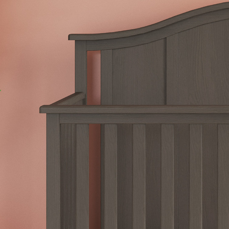 Gray Wooden Convertible Crib and Changing Table Set