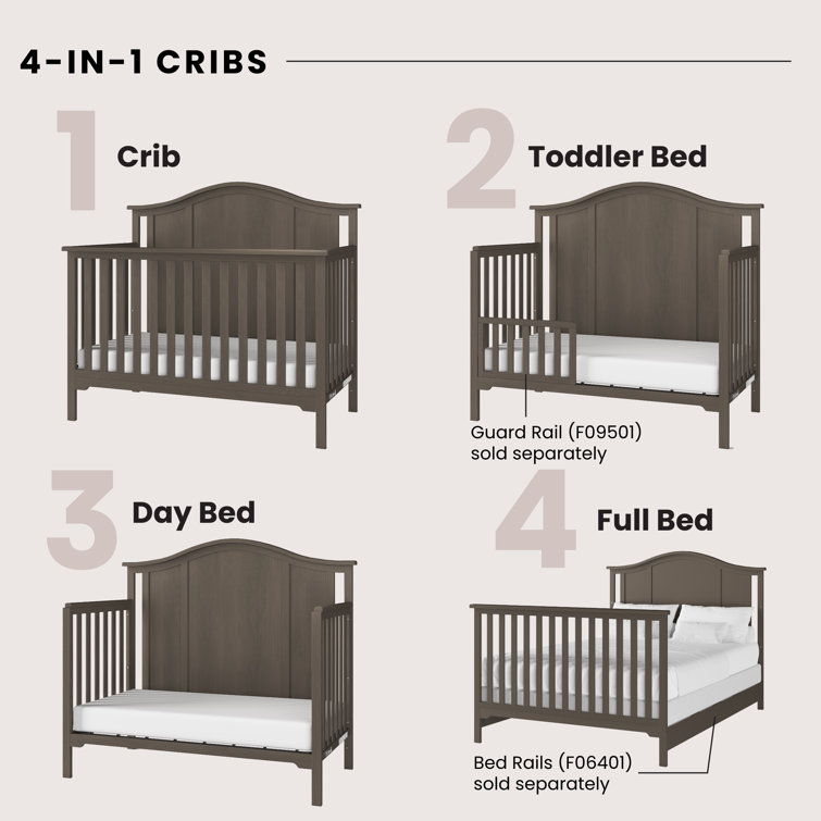 Gray Wooden Convertible Crib and Changing Table Set