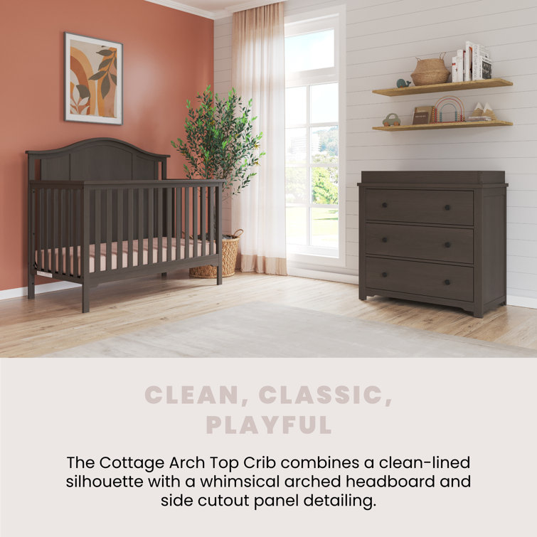 Gray Wooden Convertible Crib and Changing Table Set